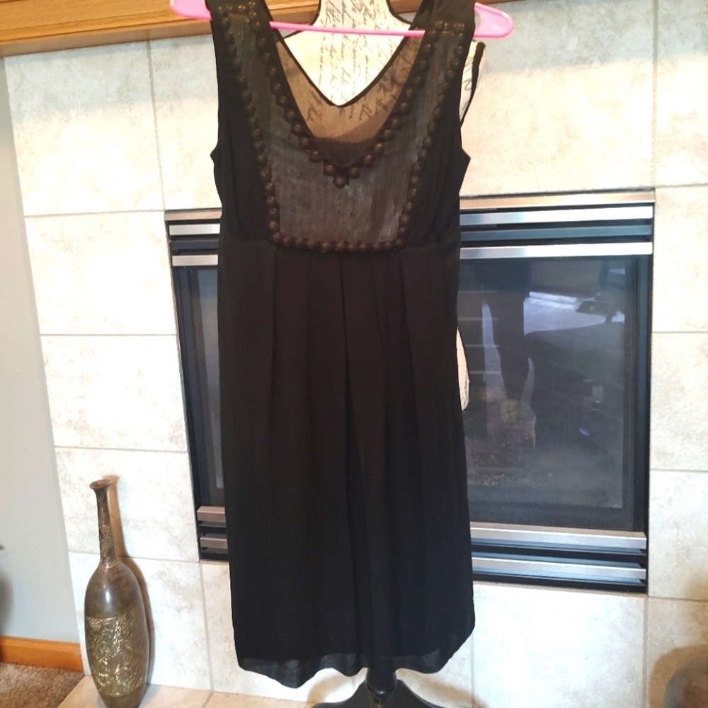 Miss Me Small Black Gold Studded Sequence Dress!